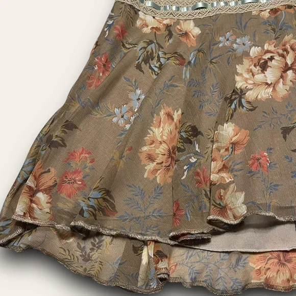Vintage Floral Patterned Midi Skirt Spencer Alexis Cottagecore Boho Size Large - Picture 2 of 8